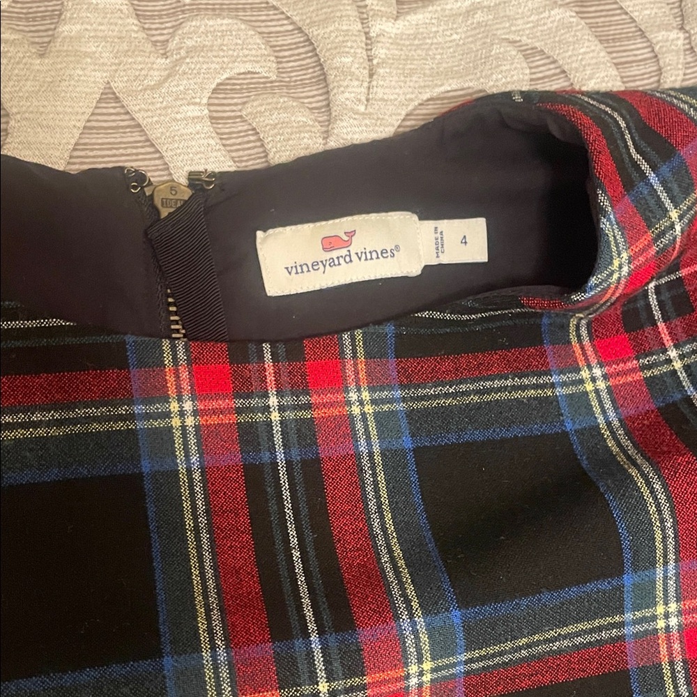 Vineyard Vines Jolly Plaid Flutter Sleeve Shift Dress Size 4 - Picture 3 of 4